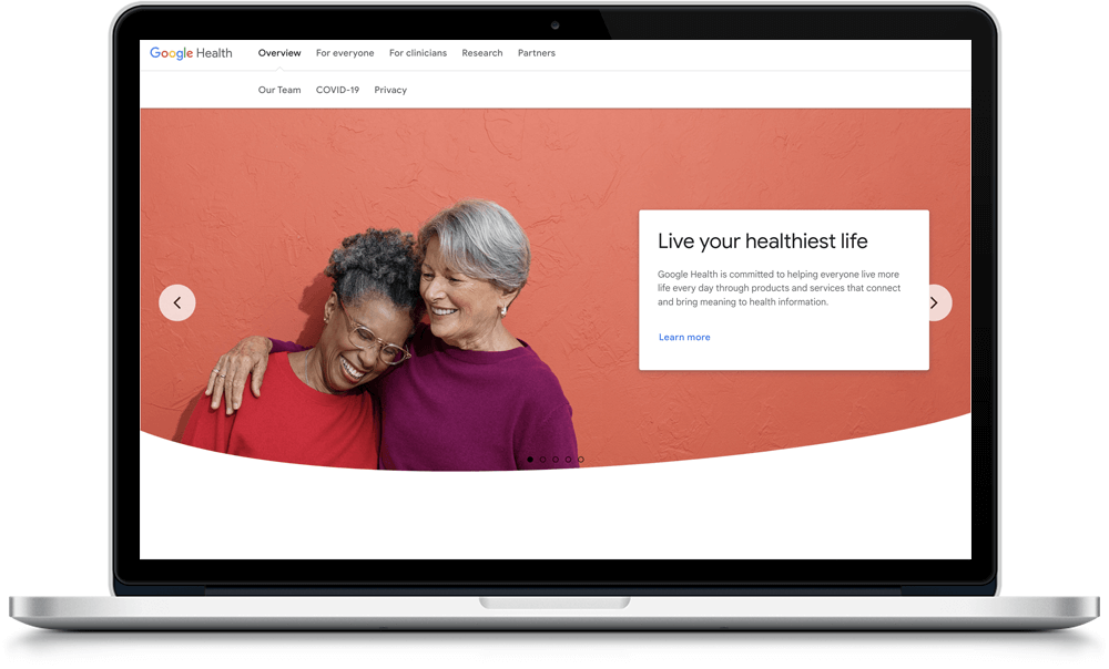 Screenshots of Google Health site